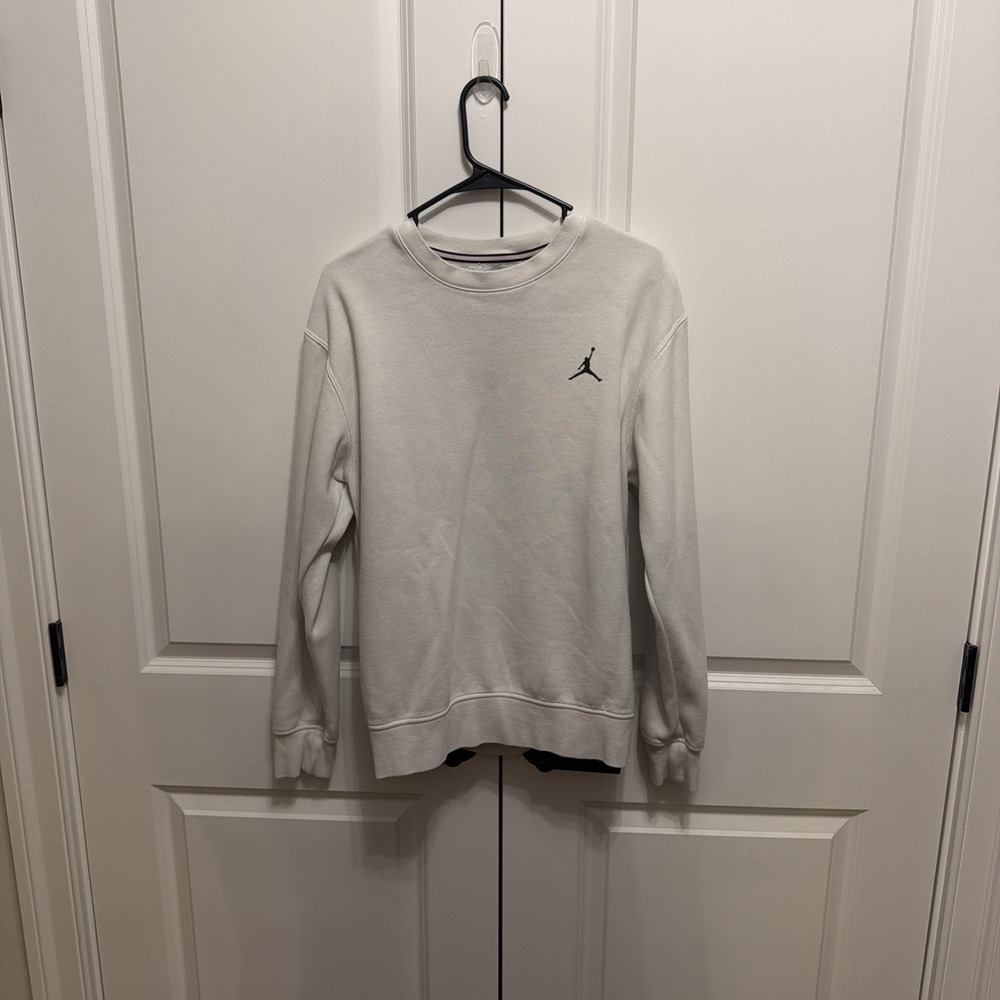 Jordan Jumpman Logo Sweatshirt Mens Small White Crewneck Back Graphic Patch